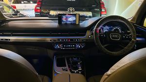 Audi Q7  Quattro. 3.0 V6 supercharged intercooler.360 Bhp
Exclusive premium plus business package 
Audi Pakistan import 
Model 2018 registered 2018 Karachi 
First owner driver, Audi services mentioned & full service history.
Mileage 54000
Pearl brown metallic colour & beige arocco nappa leather interior 
Top of the line specs.
Bumper to bumper original condition & spotless 
Seven seater all seats are electric multi power 
Both rear seats are independent customised settings 
Long wheel base chassis 
Panoramic sunroof 
Soft closer electric doors
Front & rear seats are air conditioning & heated 
12 zone duel climate control air conditioning system  & rear auto  climate control .
Bose entertainment sorround sound system with 29 speakers 
Perfume package 
Airmatic suspension with Hight control & self levelling.
360 degrees multi cameras 
Auto parktronic access package 
All multi accessibility sensors 
Electric telescopic steering wheel 
Adapted cruise control 
Active adapted laser led headlamps 
Multi colour Ambient interior light package 
Sports S-line Crome package 
Power boot
Wireless charger 
9 tronic multi electric transmission 
Multi windows privacy curtains
19 “ alloy wheels with new tyres 
And lot of options customised installed.
Further information please call & physician to see visit at Victory Cars jail road Lahore .
National wide delivery available.