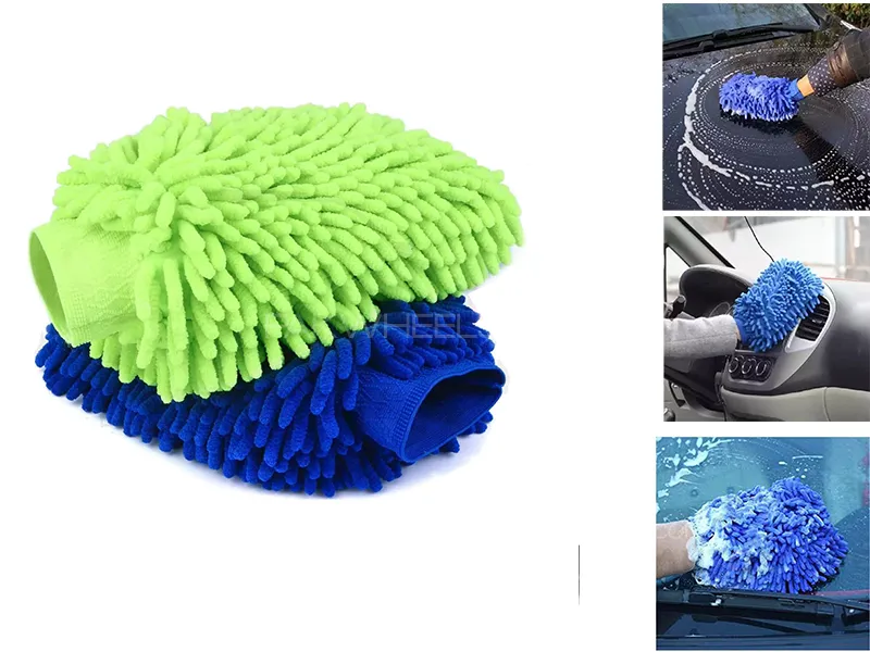 AutozCare Microfiber Car Wash Mitt Cleaning Gloves (Pack of 2) Image-1