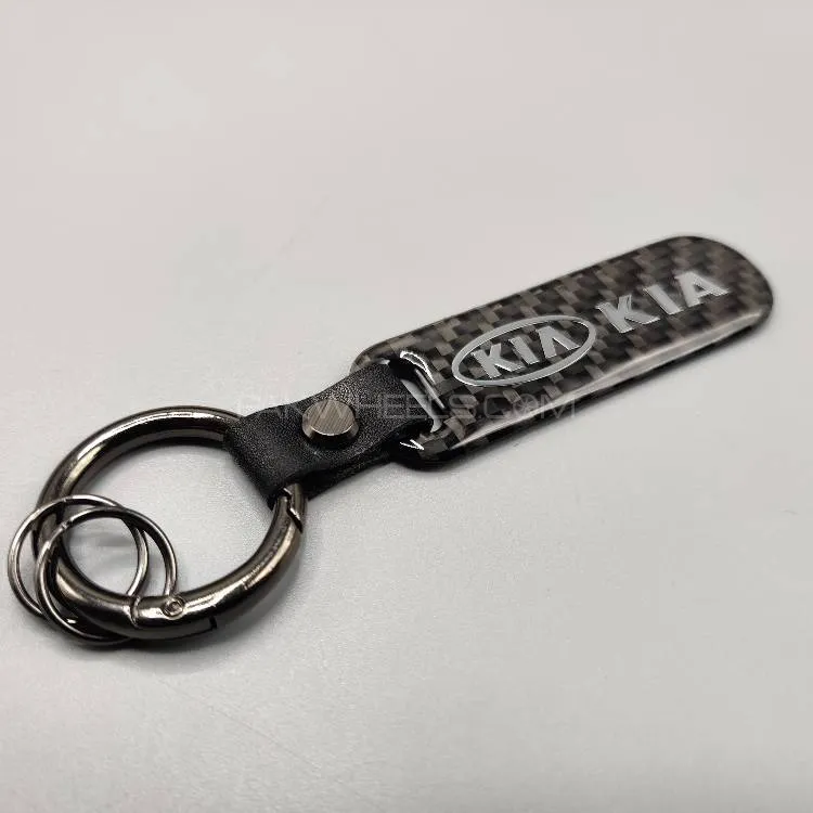 KIA Carbon Fiber Keychain With Metal Ring 1 Pc Image-1