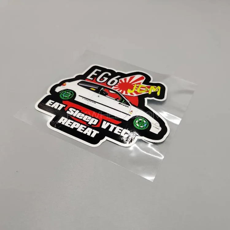 Premium Quality Custom Sticker Sheet For Car & Bike Embossed Style Eat Sleep VTEC Repeat Image-1