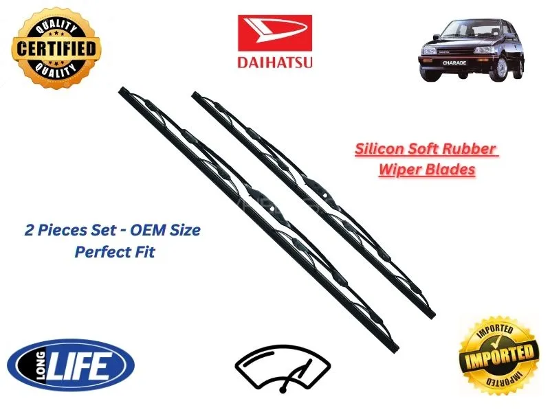 Daihatsu Charade 1983-1993 Silicone Soft Rubber Wiper Blades - 2 Pieces Set Image-1