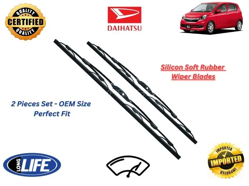 Daihatsu Mira ES Silicone Soft Rubber Wiper Blades - 2 Pieces Set Image-1