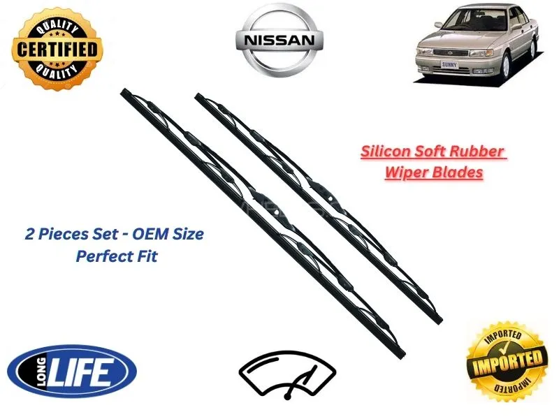 Daihatsu Sunny B13 Silicone Soft Rubber Wiper Blades - 2 Pieces Set Image-1