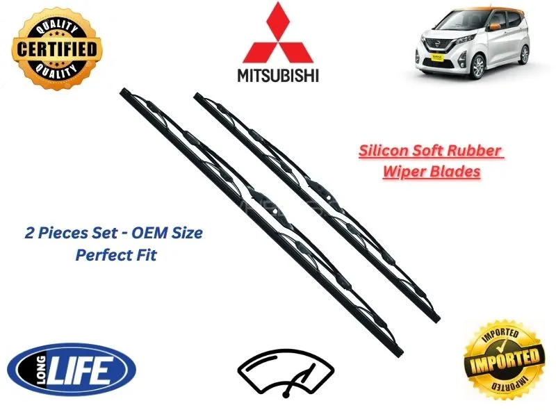 Mitsubshi EK Custom 2019-2024 Silicone Soft Rubber Wiper Blades - 2 Pieces Set Image-1