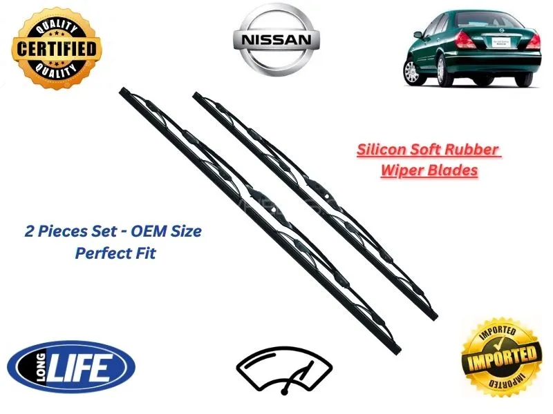 Nissan Blue Bird 1996-2001 Silicone Soft Rubber Wiper Blades - 2 Pieces Set