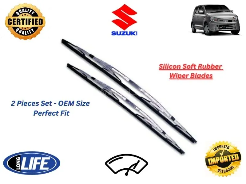 Suzuki Alto Japan 2014-2021 Silicone Soft Rubber Wiper Blades - 2 Pieces Set  Image-1