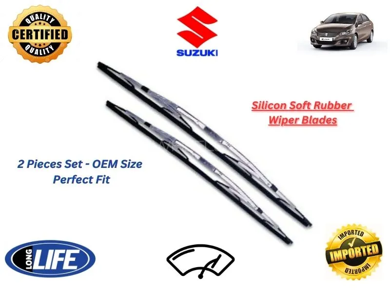Suzuki Ciaz 2017-2020 Silicone Soft Rubber Wiper Blades - 2 Pieces Set  Image-1