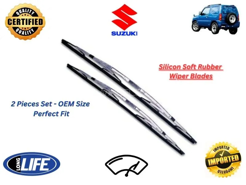 Suzuki Jimny 660 1998-2019 Silicone Soft Rubber Wiper Blades - 2 Pieces Set  Image-1