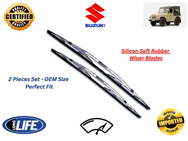 Suzuki LJ80 Silicone Soft Rubber Wiper Blades - 2 Pieces Set  Image-1