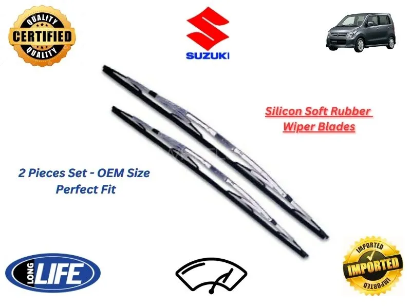 Suzuki Wagon R 2008-2012 Silicone Soft Rubber Wiper Blades - 2 Pieces Set  Image-1