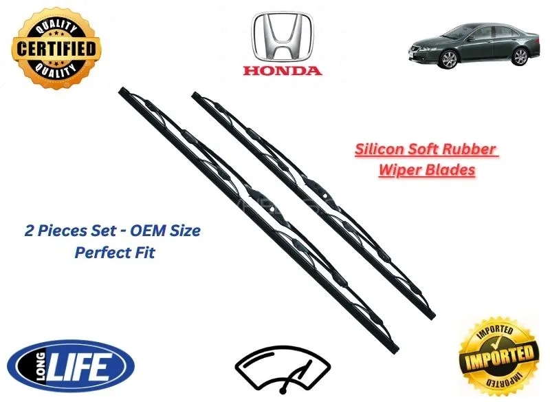 Honda Accord CL7 Silicone Soft Rubber Wiper Blades - 2 Pieces Set Image-1