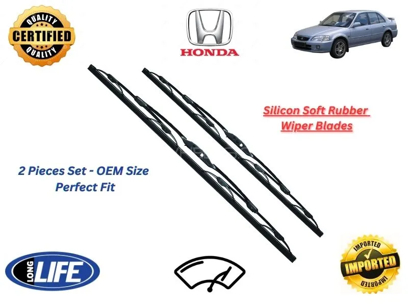 Honda City 1999-2003 Silicone Soft Rubber Wiper Blades - 2 Pieces Set Image-1