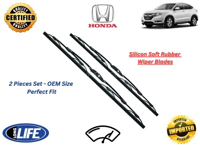 Honda Vezel Hybrid Silicone Soft Rubber Wiper Blades - 2 Pieces Set Image-1