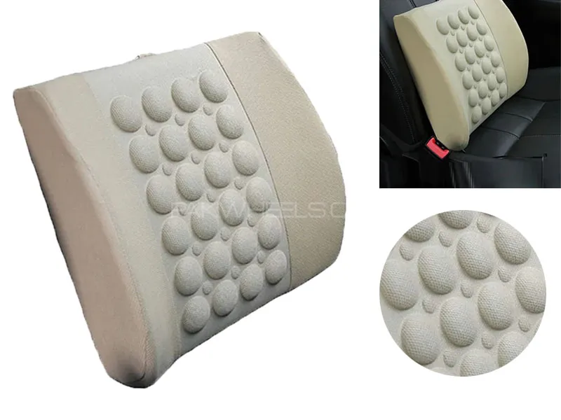 Ultimate Car Back Care Dotted (Beige) Pillow for Pain Relief and Better Posture Image-1