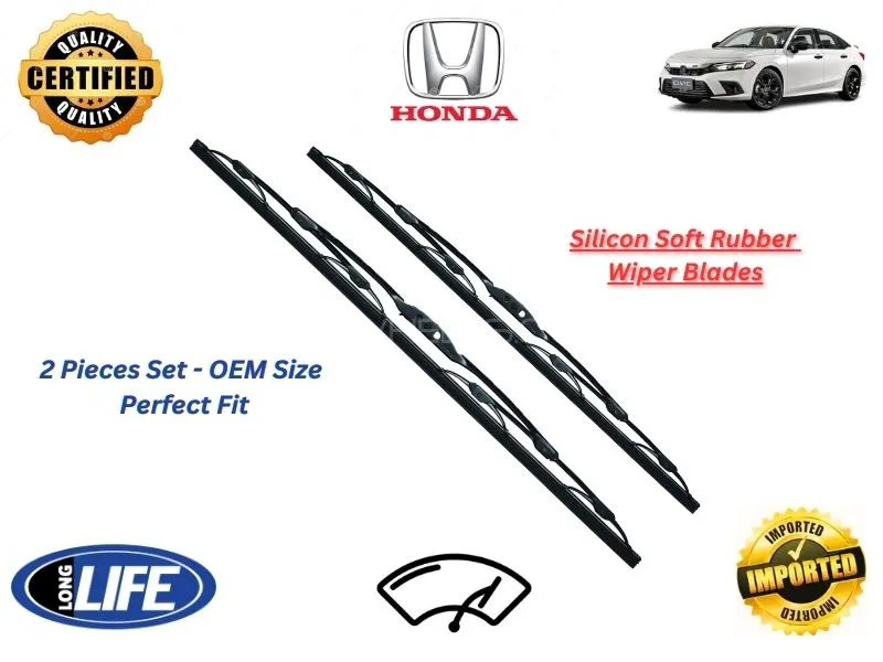 Honda Civic 2022-2025 Silicone Soft Rubber Wiper Blades - 2 Pieces Set Image-1