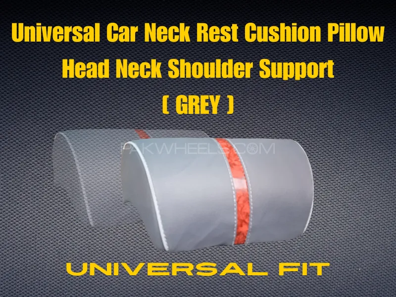 Universal Car Neck Rest Cushion Pillow | Head Neck Shoulder Support [ GREY ] Image-1