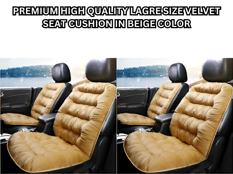Premium High-Quality Velvet Seat Cushion Large Size in Beige Color (Pack of 3) Image-1