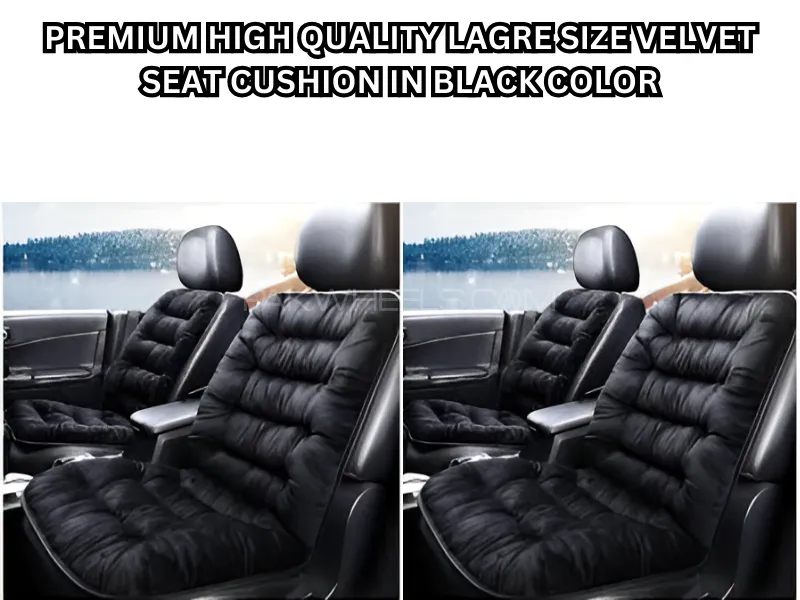 Premium High-Quality Velvet Seat Cushion Large Size in Black Color (Pack of 4) Image-1