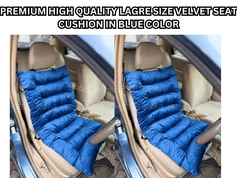 Premium High-Quality Velvet Seat Cushion Large Size in Blue Color (Pack of 5) Image-1