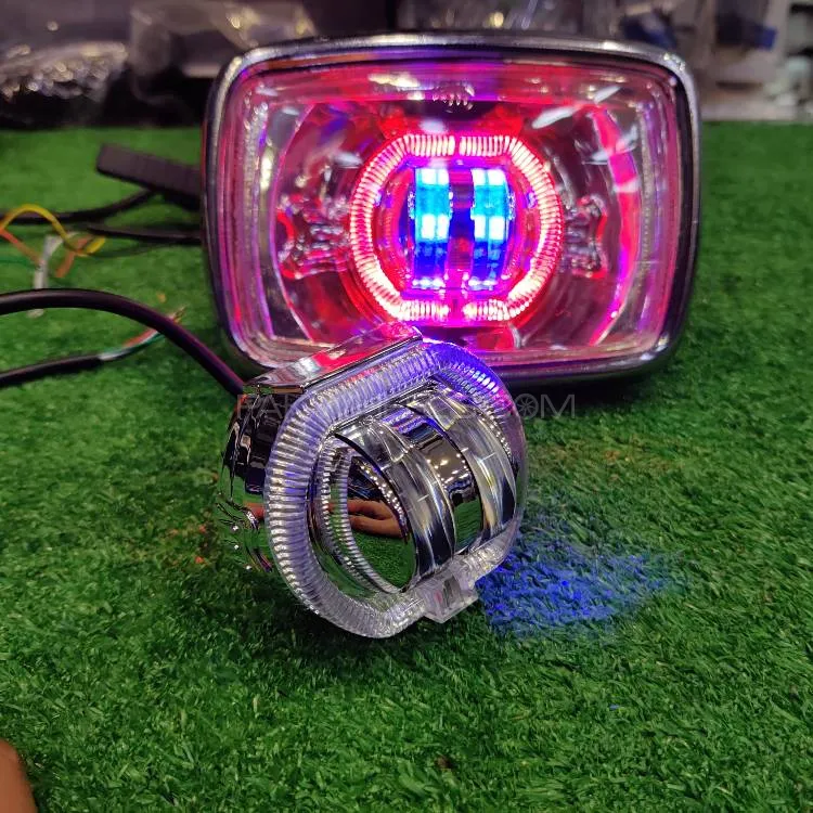 Motorcycle Headlight LED Angel Devil Eyes DRL Headlight Projector Lens High/Low Beam Spotlight 1 Pc Image-1