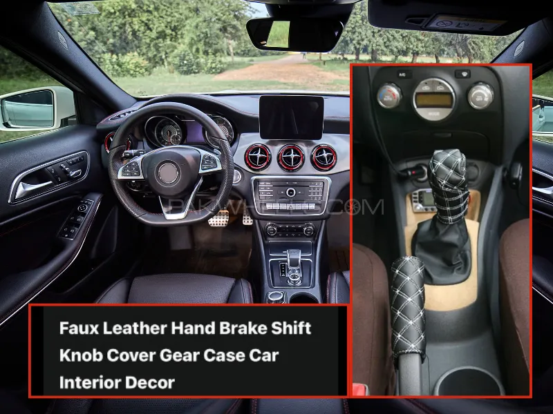 Faux Leather Gear Shift Knob And Hand Brake Case Image-1