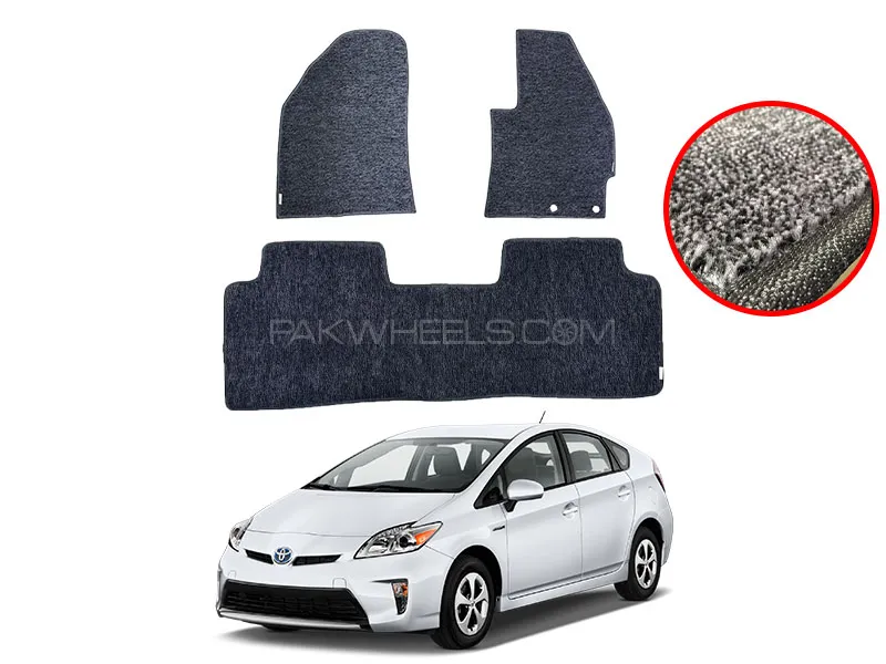 Toyota Prius Carpet Mats black&grey 2010 to 2015 original fitting floor size Image-1