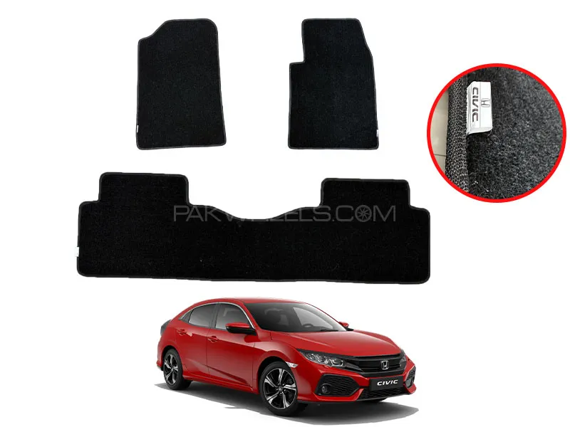 Honda Civic Carpet Mats black colour  2016 to 2021 original fitting floor size Image-1