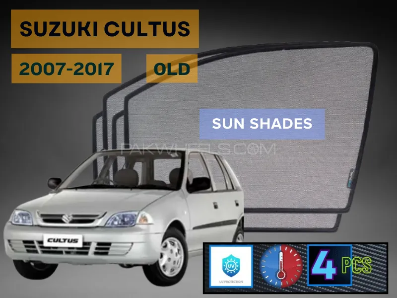 High Quality Suzuki Cultus Old Car Window Shades | Sun Shades Fabric | Car Black Sun Shades Image-1