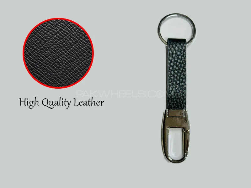 Leather Metal Keychain black&silver Keyring Key Holder Men's Waist Buckle Car Key Chain Image-1