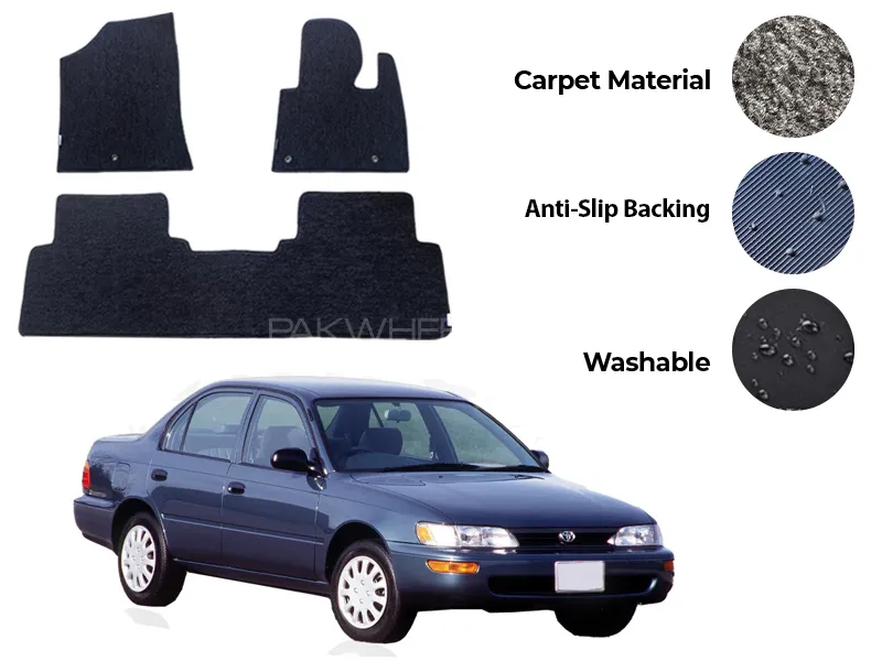Toyota Corolla Genuine Fitting Carpet Floor Mat 3PCS - Model 1987-1994 Image-1