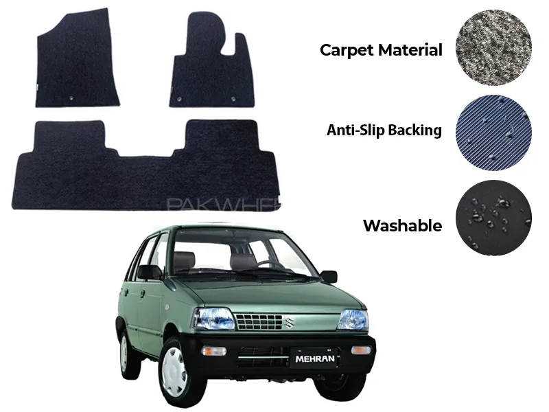 Suzuki Mehran Genuine Fitting Carpet Floor Mat 3PCS - Model 1988-2019 Image-1