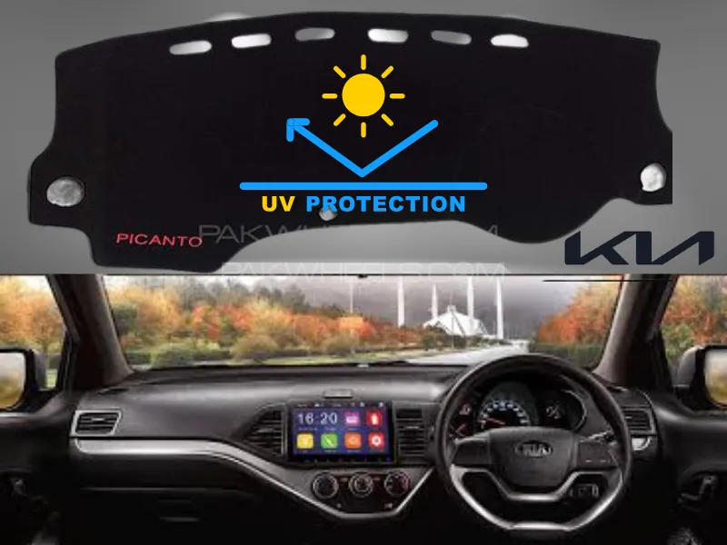 Kia Picanto 2019-2025 Non Slip Rich Pile Velvet Dashboard Cover Image-1