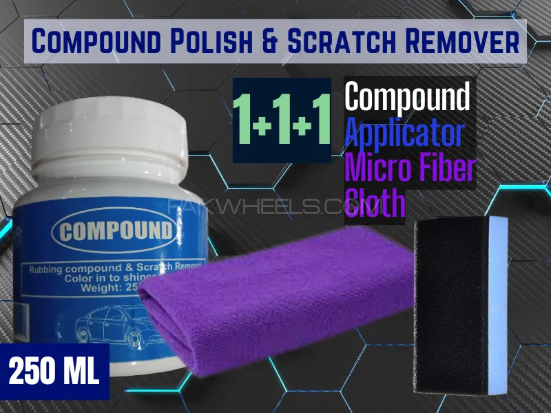 Rubbing Compound Polish 250 ML, Applicator & Micro Fiber Cloth [Pack of Three] Image-1