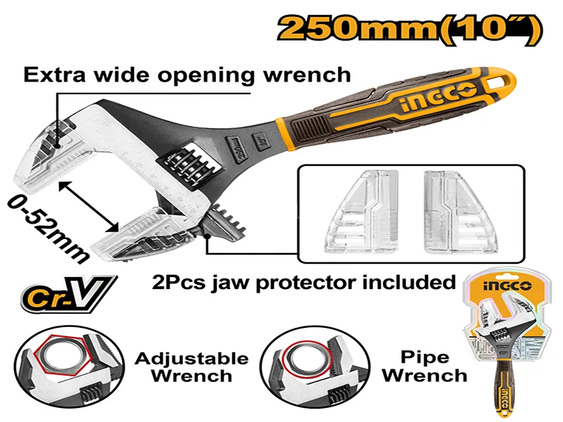 INGCO 2 In 1 Adjustable Wrench Model HADWG0810 Image-1