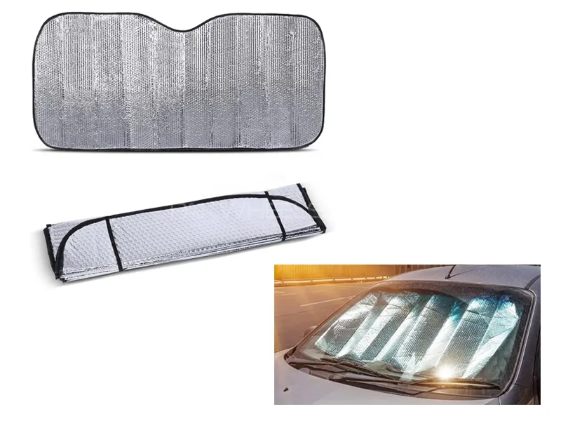Universal Silver Foldable Car Windshield Front Rear Window Sun Shade Image-1