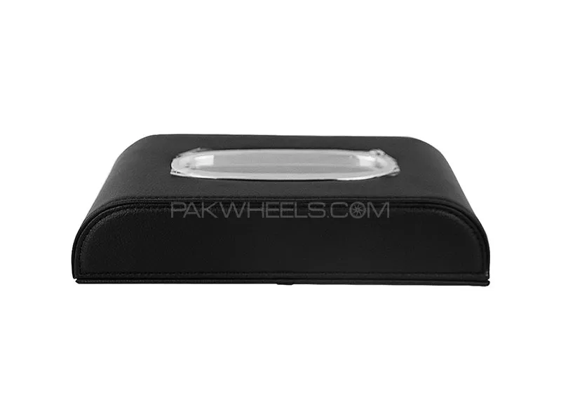 Premium Leather Tissue Box for Car - Black Image-1