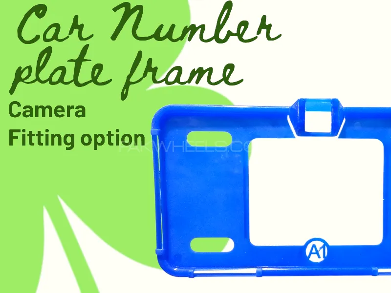 Front & Back Car Number Plate Frame - Camera Fitting Option in Blue Color -1Pc Image-1