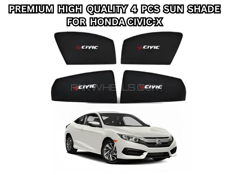 Premium High Quality 4Pcs Sun Shade With Logo for Honda Civic X Image-1