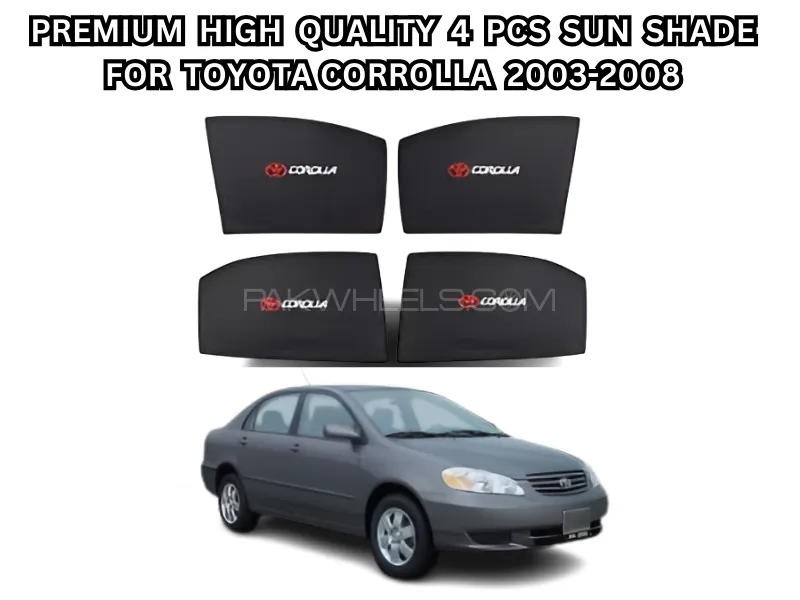 Premium High Quality 4Pcs Sun Shade With Logo for Toyota Corolla 2003-2008 Image-1