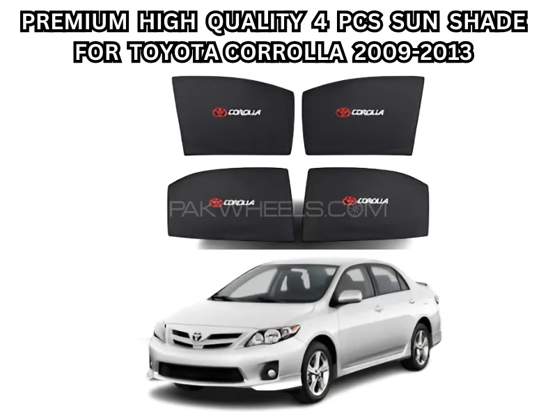 Premium High Quality 4Pcs Sun Shade With Logo for Toyota Corolla 2009-2013 Image-1