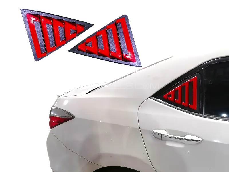 Toyota Corolla 2015-2025 Quarter Glass Louvers in Matte Mahroon TRD 1Pair with Double Tape Image-1