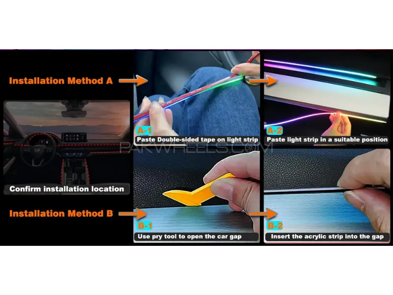 1Pc Dashboard Dynamic LED Ambiance Strip Lights | LED Strip Interior Light RGB | LED Strip Ambient 1Pc Dashboard Dynamic LED Ambiance Strip Lights | LED Strip Interior Light RGB | LED Strip Ambient Image-4