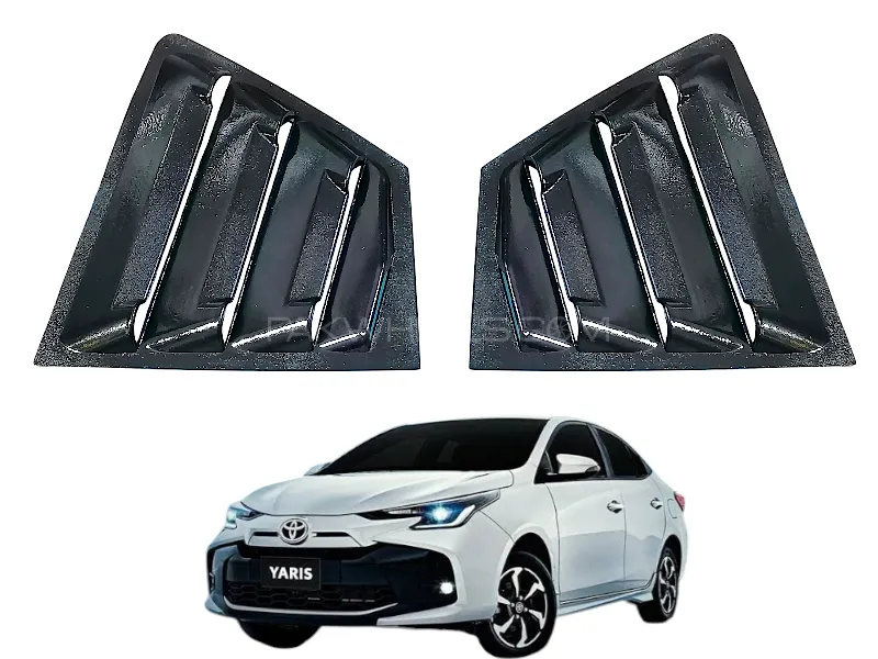 Toyota Yaris 2015-2025 Quarter Glass Louvers in Glossy Black with Double Tape 1Pair Image-1