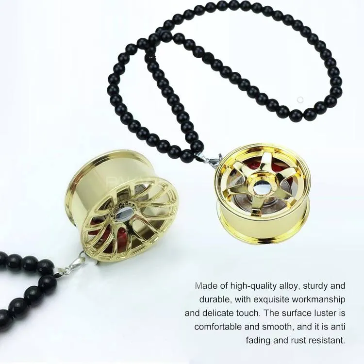 Universal Aluminum Rim Car Hanging Rear View Mirror Decoration Accessories For Car 1 Pc(Golden) Image-1
