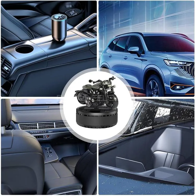 Universal Solar Harley Bike Car Perfume Air Freshener 360° Rotating Car Perfume Solar Energy  Image-1