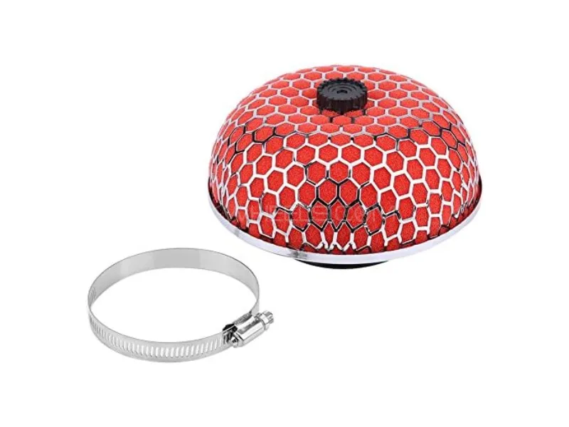 Universal HKS Cold Air Intake Filter Mushroom Shape Red Image-1