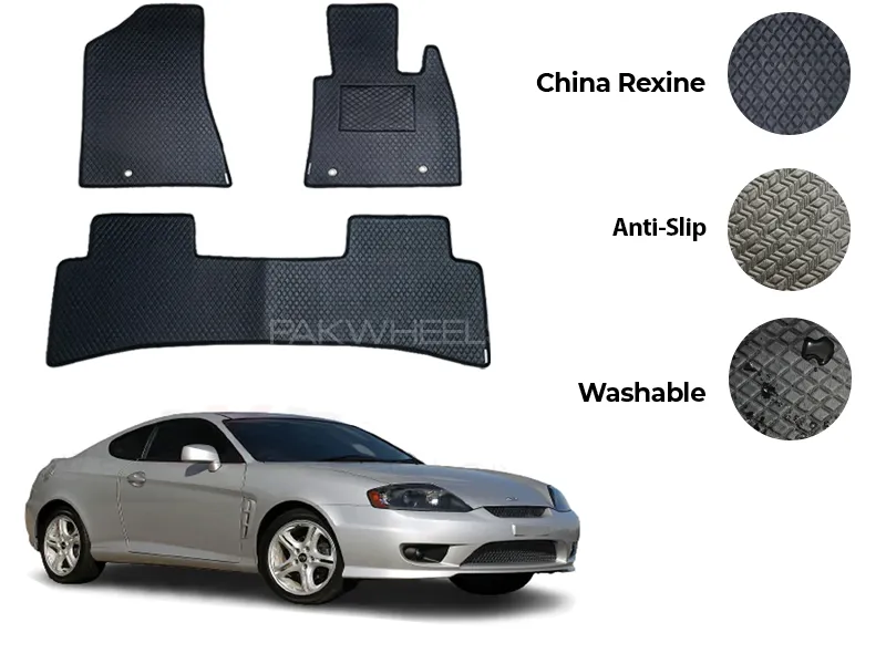 Hyundai Coupe China Rexine Floor Mat 3PCS - Model 2001-2009 Image-1