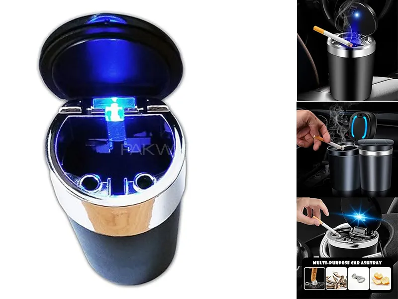 Car Ashtray with LED Light - Portable & Stylish Solution Image-1
