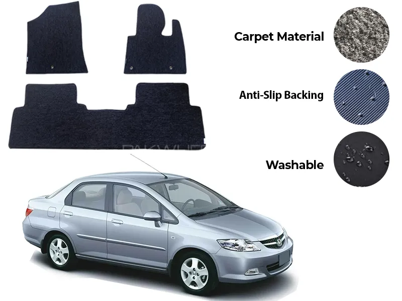 Honda City Fitting Carpet Floor Mat 3PCS - Model 2003-2008 Image-1