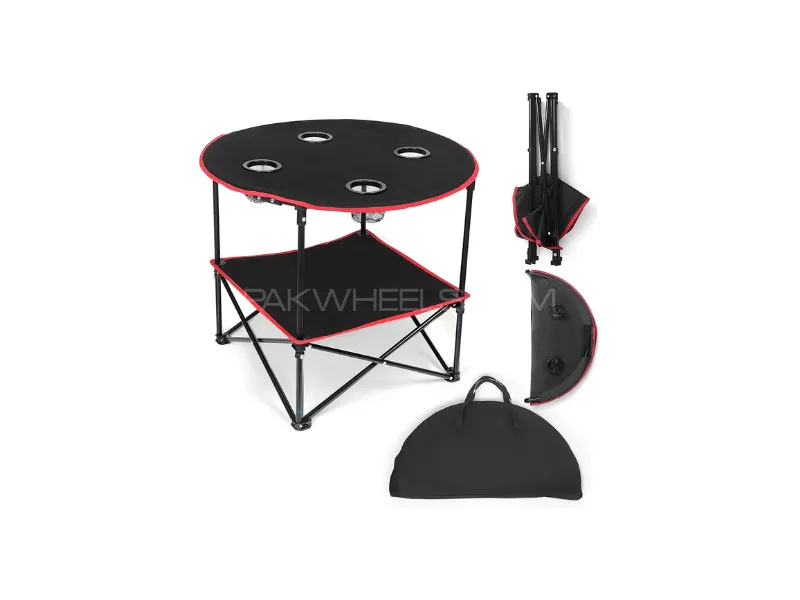 Zingfix Easy Fold Travel Table – Picnic Perfect with Cup Holders Image-1
